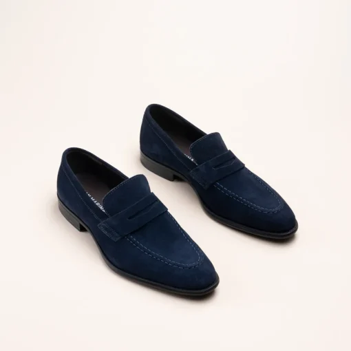Mocassins BLEU Homme CUIR Motif Uni Elastique