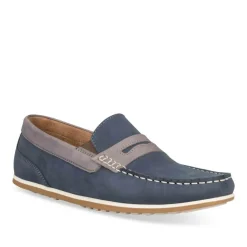 Mocassins BLEU Homme CUIR Motif Uni Elastique