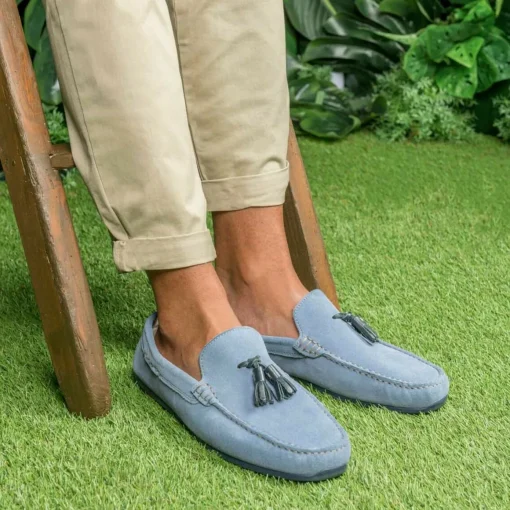 Mocassins BLEU Homme CUIR Motif Uni