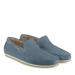 Mocassins BLEU Homme CUIR Motif Uni Elastique