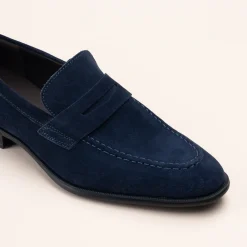 Mocassins BLEU Homme CUIR Motif Uni Elastique