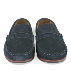 Mocassins BLEU Homme CUIR Motif Uni A Enfiler
