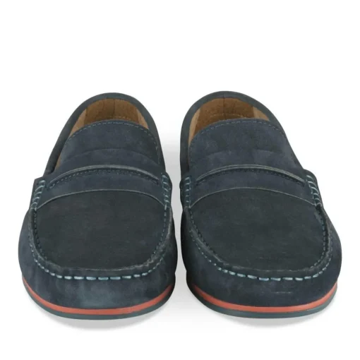 Mocassins BLEU Homme CUIR Motif Uni A Enfiler