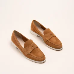 Mocassins COGNAC Femme CUIR Motif Uni A Enfiler