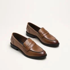 Mocassins COGNAC Femme CUIR Motif Uni A Enfiler