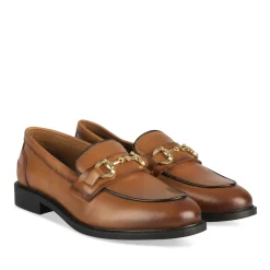 Mocassins COGNAC Femme CUIR Motif Uni A Enfiler