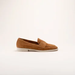 Mocassins COGNAC Femme CUIR Motif Uni A Enfiler