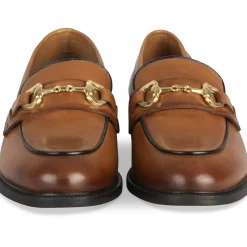 Mocassins COGNAC Femme CUIR Motif Uni A Enfiler