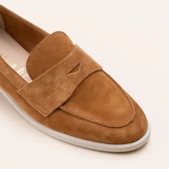 Mocassins COGNAC Femme CUIR Motif Uni A Enfiler