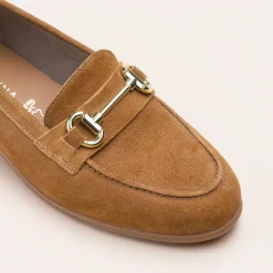 Mocassins COGNAC Femme CUIR Motif Chaîne A Enfiler