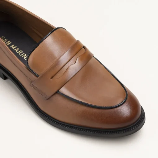 Mocassins COGNAC Femme CUIR Motif Uni A Enfiler