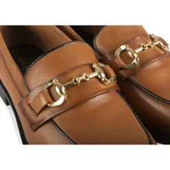 Mocassins COGNAC Femme CUIR Motif Uni A Enfiler