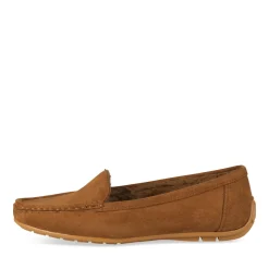 Mocassins COGNAC Femme Motif Fausse Fourrure A Enfiler