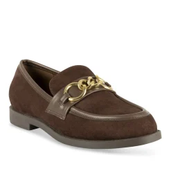 Mocassins COGNAC Femme Motif Chaîne Lacets