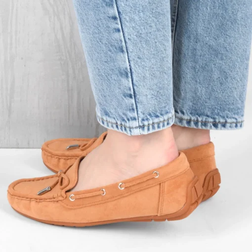 Mocassins COGNAC Femme Motif Uni A Enfiler