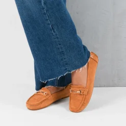 Mocassins COGNAC Femme Motif Uni A Enfiler