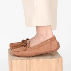 Mocassins COGNAC Femme Motif Chaîne A Enfiler