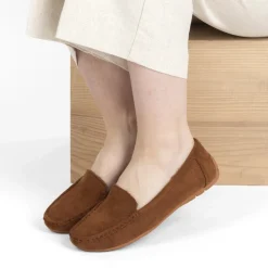 Mocassins COGNAC Femme Motif Fausse Fourrure A Enfiler