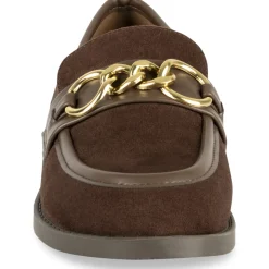 Mocassins COGNAC Femme Motif Chaîne Lacets