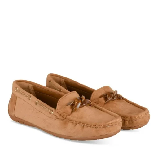 Mocassins COGNAC Femme Motif Chaîne A Enfiler