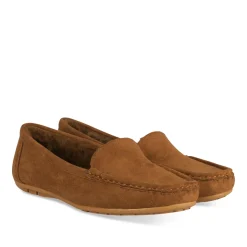 Mocassins COGNAC Femme Motif Fausse Fourrure A Enfiler
