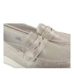Mocassins Confort ARGENT Femme CUIR Motif Uni A Enfiler
