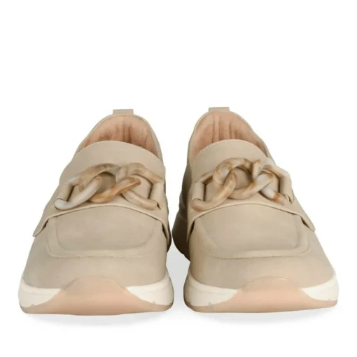 Mocassins Confort BEIGE Femme Motif Uni A Enfiler