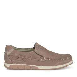 Mocassins Confort BEIGE Homme CUIR Motif Uni A Enfiler