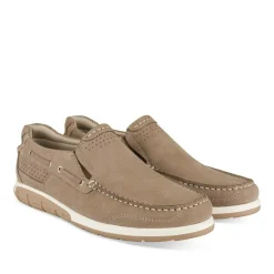 Mocassins Confort BEIGE Homme CUIR Motif Uni A Enfiler