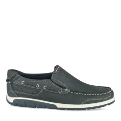 Mocassins Confort MARINE Homme CUIR Motif Uni A Enfiler