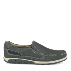 Mocassins Confort MARINE Homme CUIR Motif Uni A Enfiler