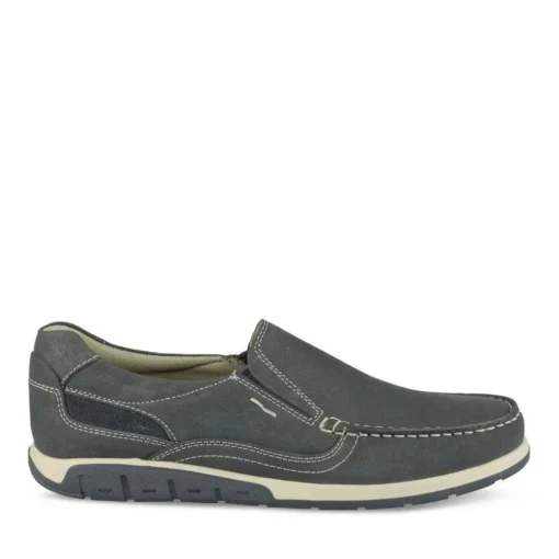 Mocassins Confort MARINE Homme CUIR Motif Uni A Enfiler