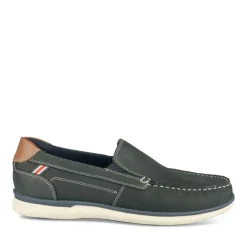 Mocassins Confort MARINE Homme CUIR Motif Uni A Enfiler