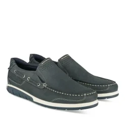 Mocassins Confort MARINE Homme CUIR Motif Uni A Enfiler