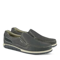 Mocassins Confort MARINE Homme CUIR Motif Uni A Enfiler
