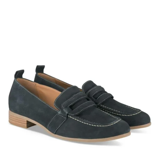 Mocassins Confort MARINE Femme CUIR Motif Uni A Enfiler