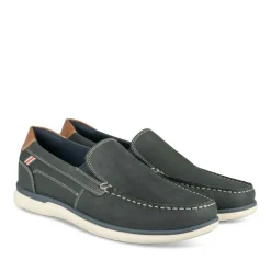 Mocassins Confort MARINE Homme CUIR Motif Uni A Enfiler