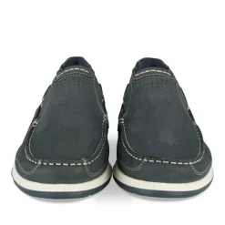 Mocassins Confort MARINE Homme CUIR Motif Uni A Enfiler