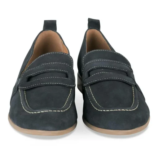 Mocassins Confort MARINE Femme CUIR Motif Uni A Enfiler