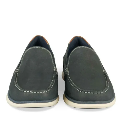 Mocassins Confort MARINE Homme CUIR Motif Uni A Enfiler