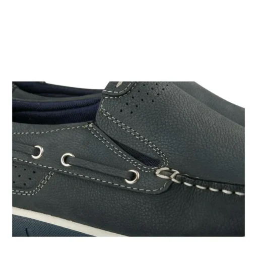 Mocassins Confort MARINE Homme CUIR Motif Uni A Enfiler