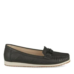 Mocassins Confort NOIR Femme Motif Uni A Enfiler