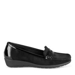 Mocassins Confort NOIR Femme Motif Uni A Enfiler