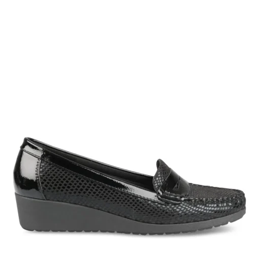 Mocassins Confort NOIR Femme Motif Uni