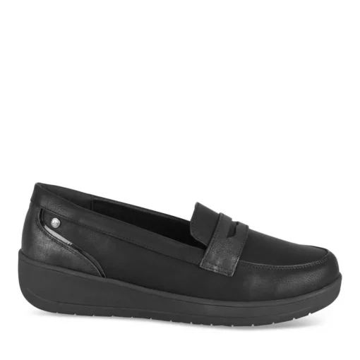 Mocassins Confort NOIR Femme Motif Uni A Enfiler