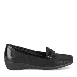 Mocassins Confort NOIR Femme Motif Uni A Enfiler