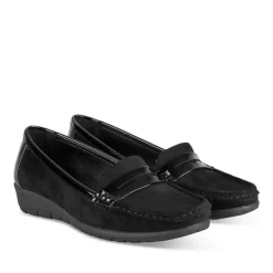 Mocassins Confort NOIR Femme Motif Uni A Enfiler