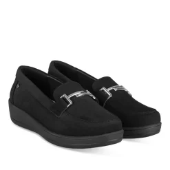 Mocassins Confort NOIR Femme Motif Uni A Enfiler