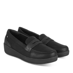 Mocassins Confort NOIR Femme Motif Uni A Enfiler
