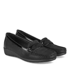 Mocassins Confort NOIR Femme Motif Uni A Enfiler